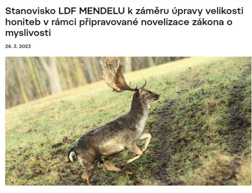 Stanovisko MENDELU v Brně k výměře honiteb